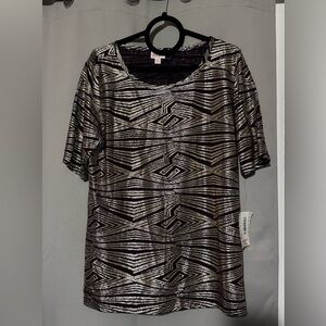 LuLaRoe Metallic Patterned Short Sleeve Top